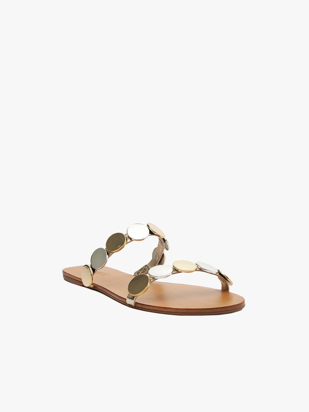 SCHUTZ Metal Disc Leather Slide Sandals - Picture 2 of 5